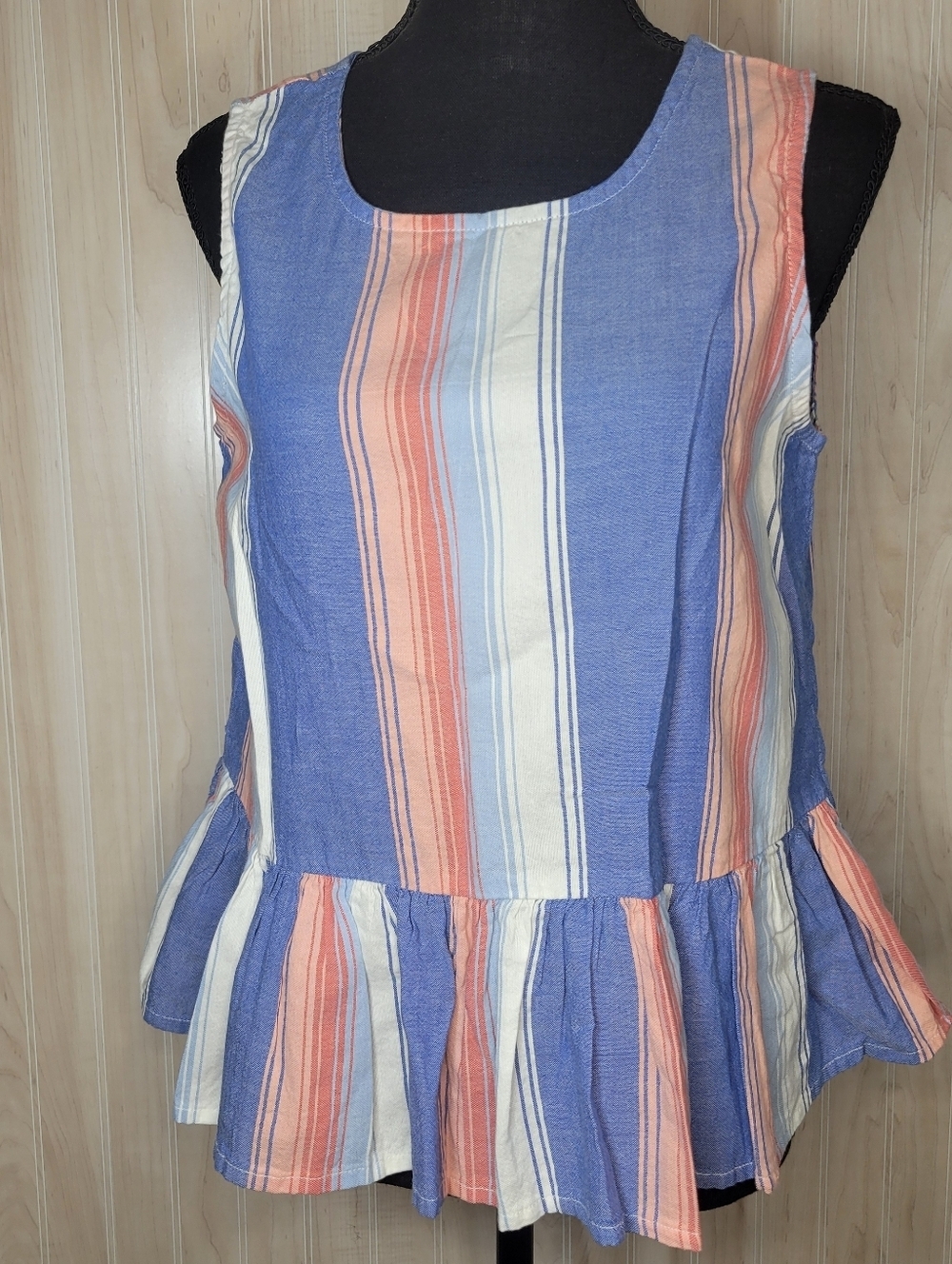 girl krazy Striped Peplum Open-Back Top Sz Med